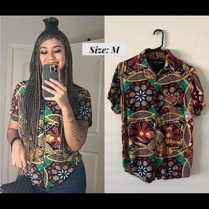 Reason Graphic Print Casual Button-Down Shirt Men’s Size M